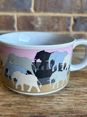 Otagiri Elephant Walk  T. Taylor  Big Coffee Soup Chili Mug Made In Japan